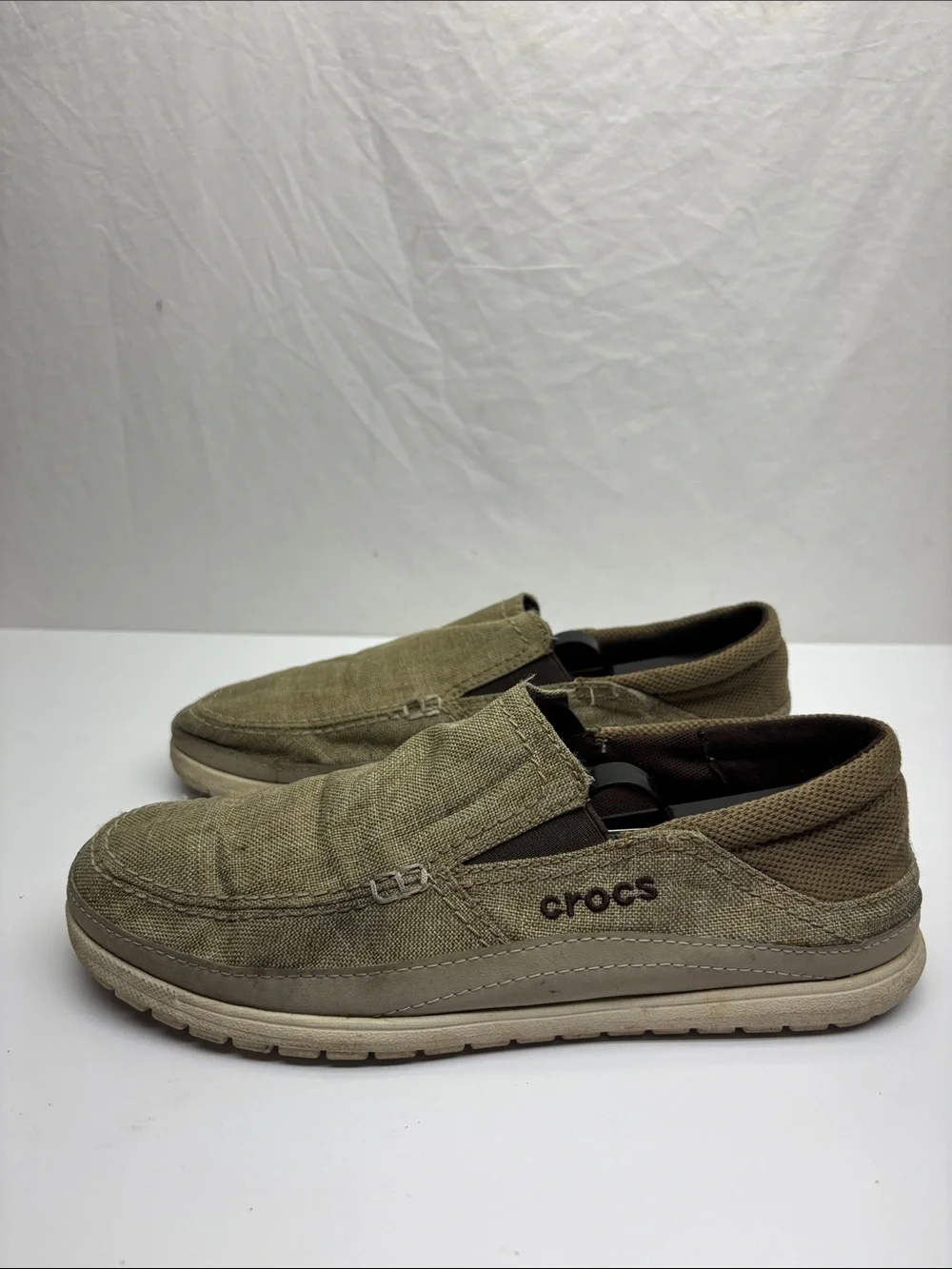 Crocs Men's Slip-On Casual Canvas Shoes in Olive Green, SZ 8